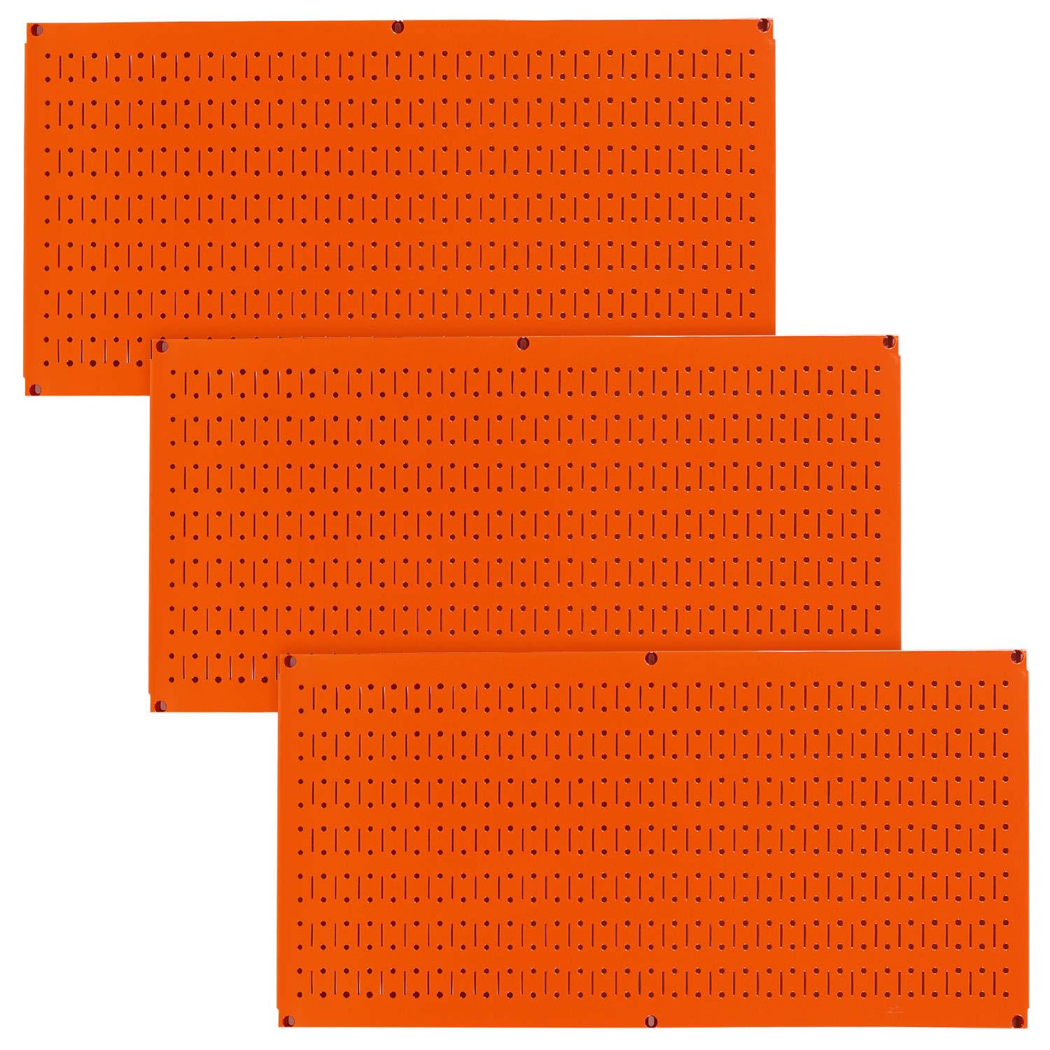 Wall Control Pegboard Value Pack - (3) Pack of Wall Control 16-Inch Tall x 32-Inch Wide Horizontal Orange Metal Pegboards for Wall Home & Garage Tool Storage Organization (Orange Pegboard)