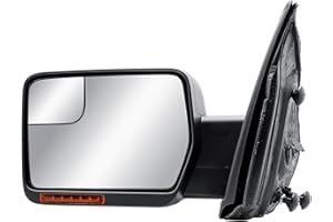 Driver Left Side Door Mirror Power and Heated Glass with Turn Signal Light and Puddle Light Textured Back Cover Manual Foldin