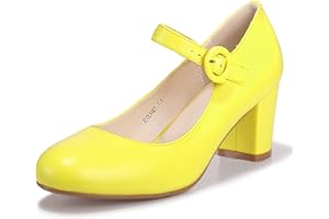 IDIFU Women's Candy Dress Mary Jane Shoes Low Block Heels Closed Round Toe Office Work Church Wedding Pumps