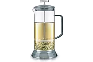 Teabloom Toulouse Borosilicate Glass Tea Press and Coffee Maker with No Plastic, 24-Ounce (700 mL) - Dusk Grey