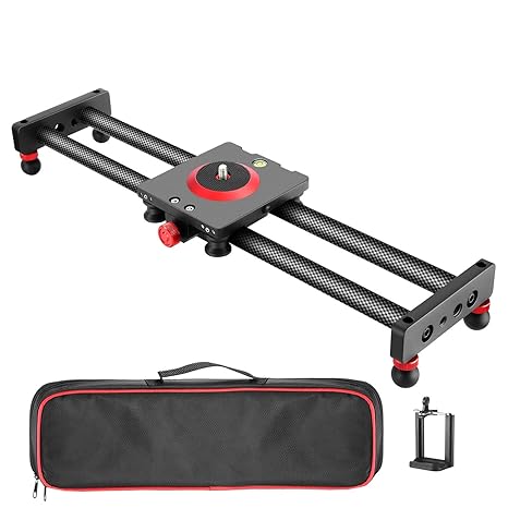 Neewer Mini Kohlefaser Kamera/Handy Slider Dolly Schiene Schieber, 40cm Rail Slider Schiene Kamerawagen für Smartphone, DSLR 