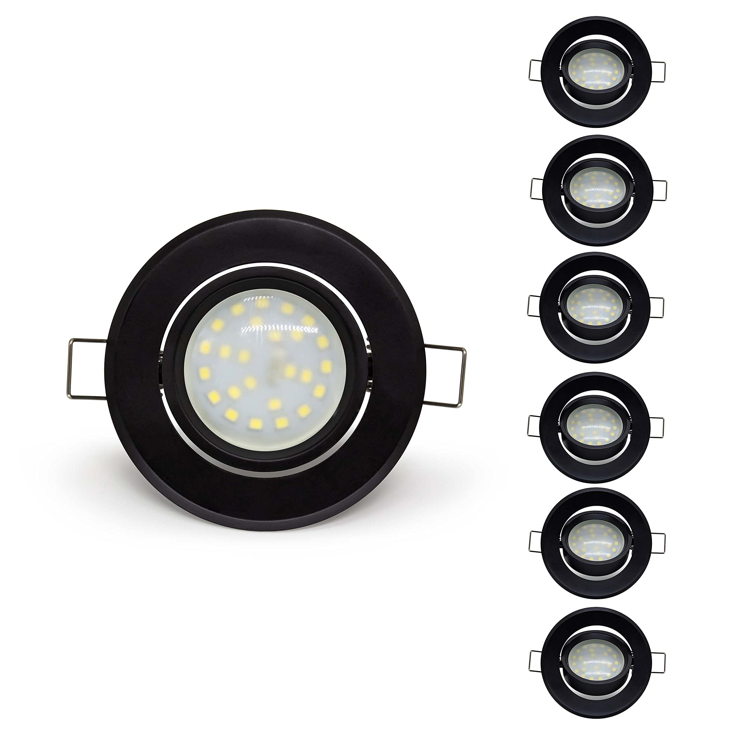 Recessed Ceiling Light 5W LAMPAOUS LED Recessed Downlights Spotlight Daylight Cool White Rotatable LED Ceiling Lights for Bedroom Kitchen Bathroom,120 Degree with IP44 Protection Round Chrome,6Pack