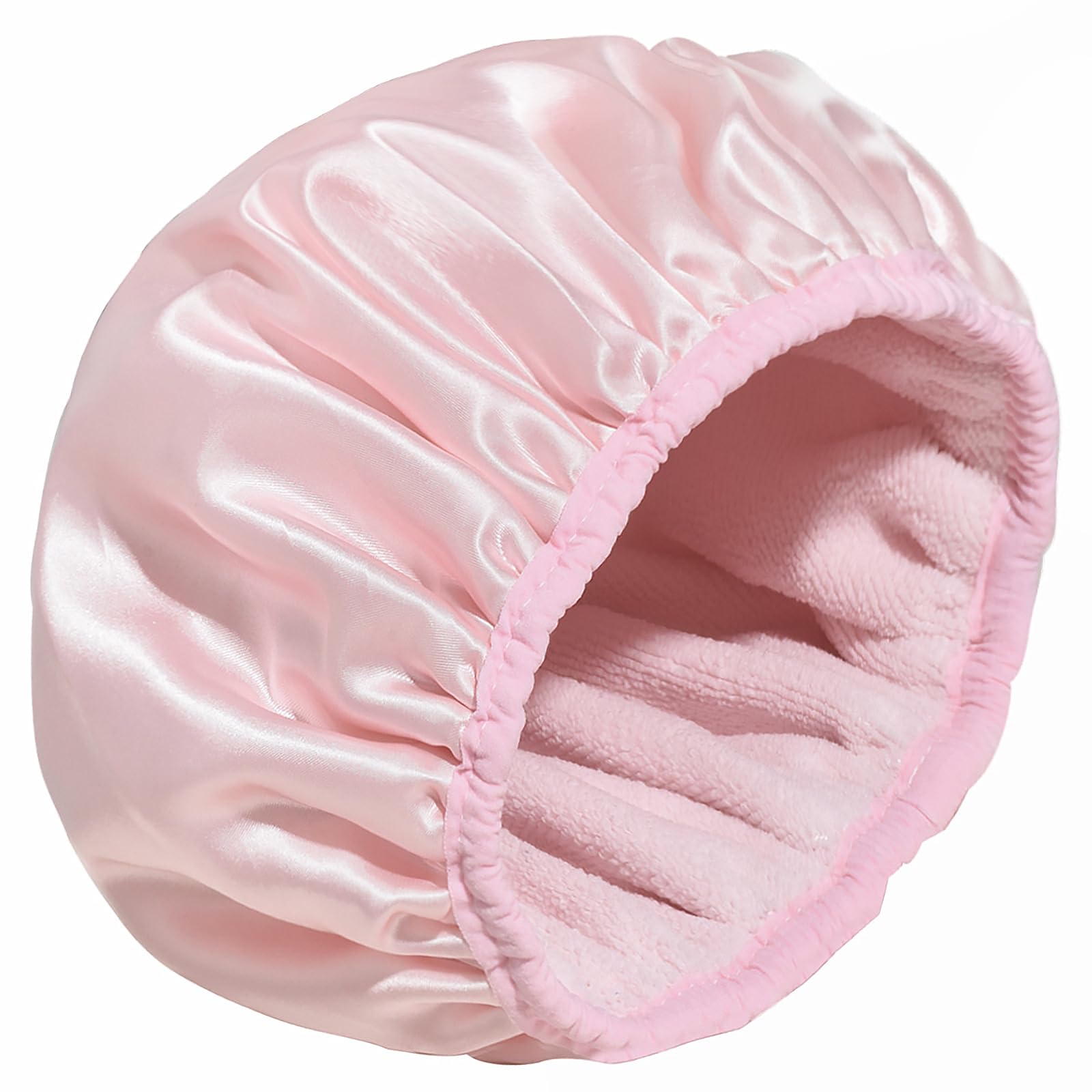 Abeillo Terry Lined Shower Caps for Women Reusable, Triple Layer Large Shower Cap Terry Cloth Lined Waterproof Bath Cap Hair Cap for Long Thick Hair(Pink)