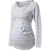 GINKANA Maternity Hoodie Long Sleeves Shirts Casual Maternity Top Pregnancy Sweatshirt Casual Clothes