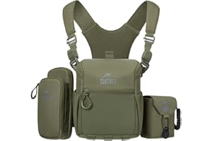 Binocular Harness Chest Pack, 500D DWR Ripstop Hunting Chest Pack, Silent Magnetic Lid, Storage for Rangefinder, Phone & GPS,