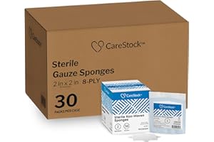 CareStock Gauze Sponge 2x2 [3000 Count] Sterile Gauze Pads, 4-Ply, Medical Grade Cotton Wound Dressing for First Aid Kit – 2 Per Pouch, 1500 Packs
