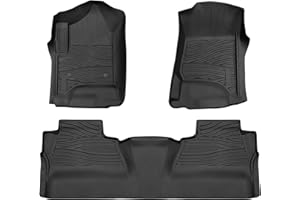 YOTRUTH Floor Mats for 2014-2018 Chevrolet Silverado/GMC Sierra 1500 Crew Cab & 2015-2019 Chevy/GMC 2500HD/3500HD|Custom Fit|Front & Rear|Front Bucket|All-Weather Car Liners for Trucks