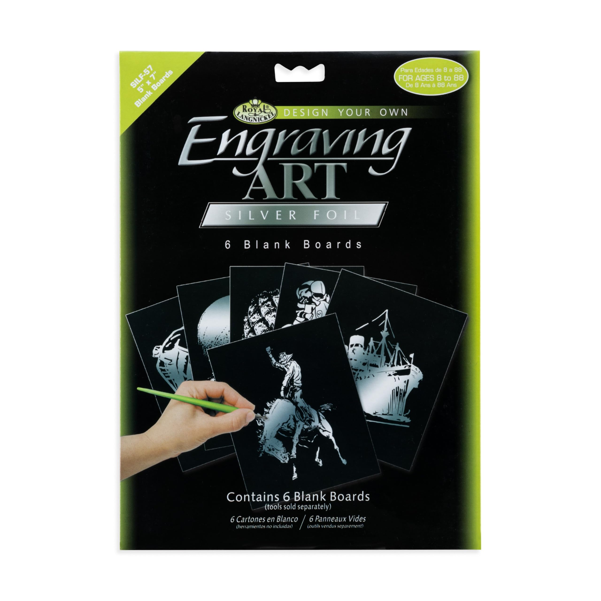 Royal & Langnickel Engraving Art Silver 5 x 7 inch Blank Board (Pack of 6)