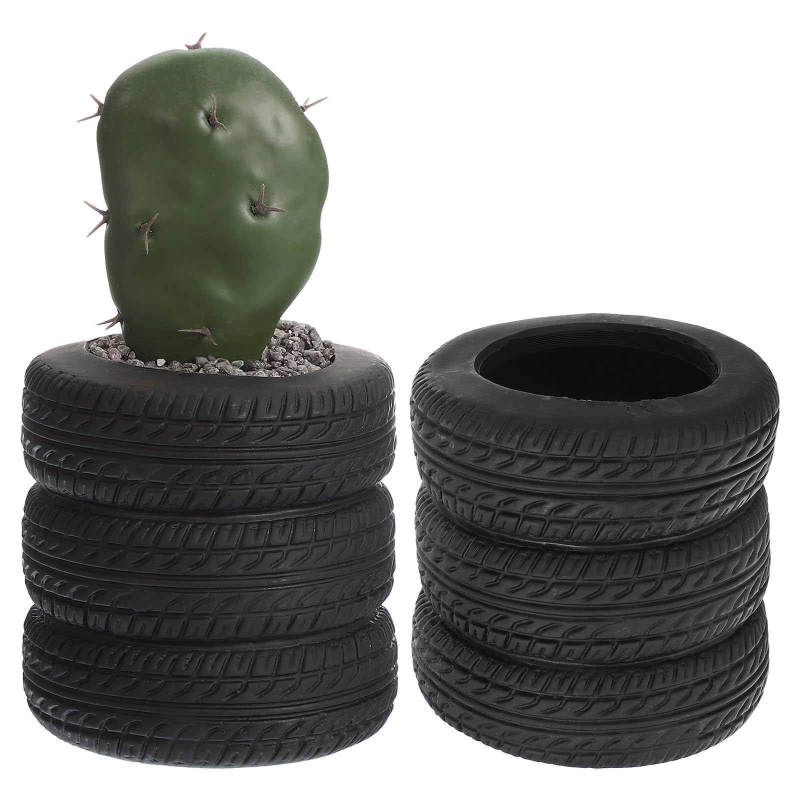 PATIKIL Car Tire Pencil Holder, 2 Pack Pen Holder for Desk Rubber Pencil Holders Cup Organizer Makeup Brush Holder Stationery Storage, Black