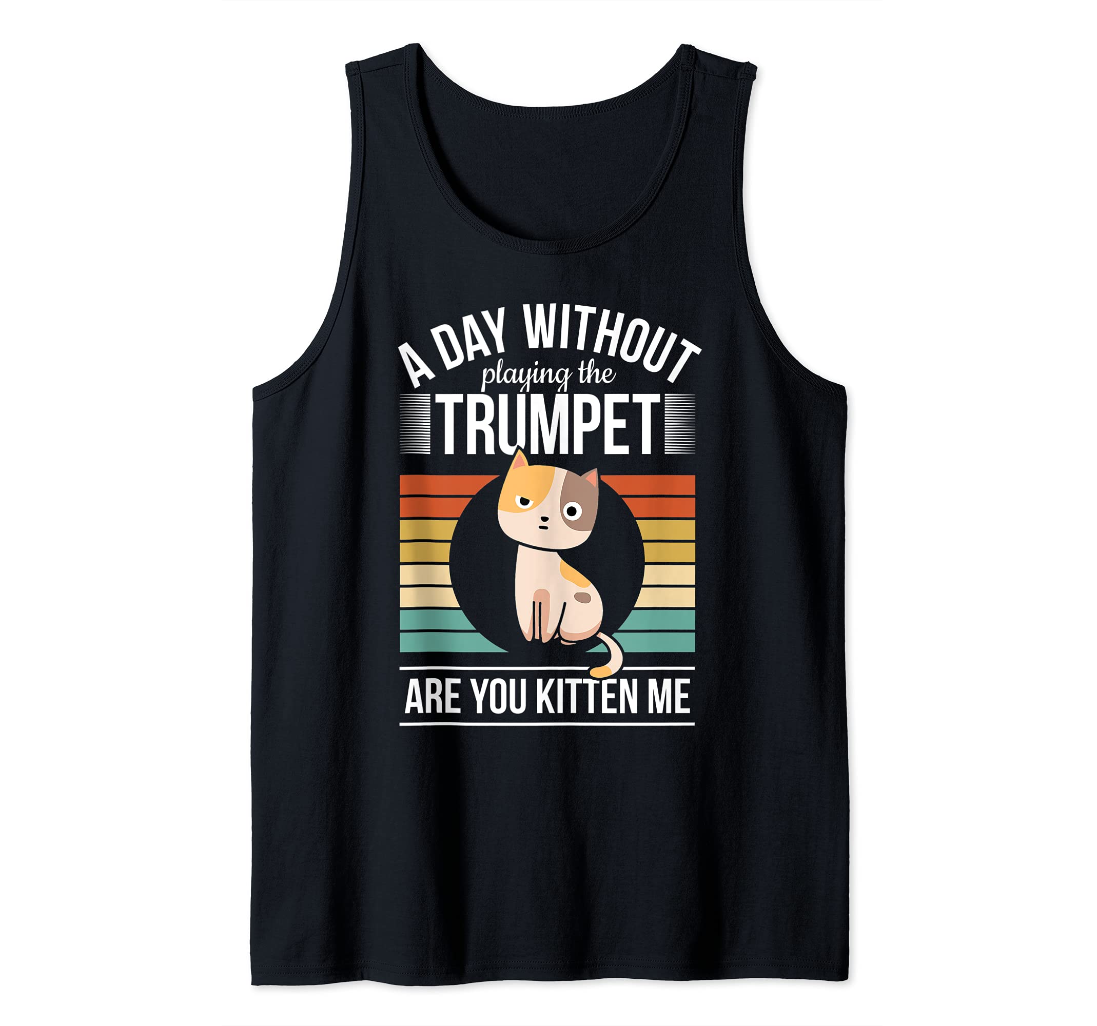 Funny Trumpet Player Pun Cat Trumpeter Kitten Me Tank Top