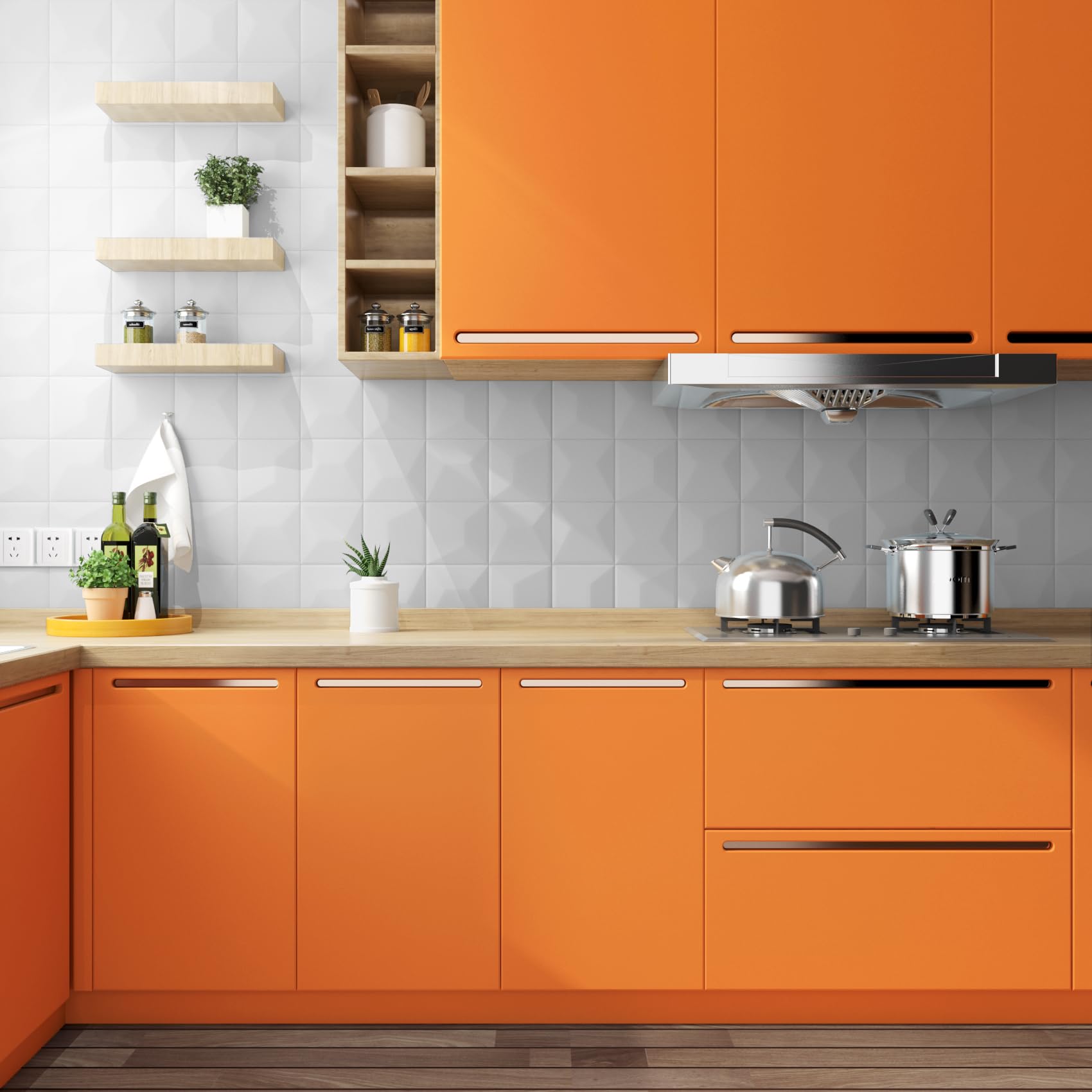 ReWallpaper Orange Wallpaper for Living Room Vinyl Wrap for Kitchen Cupboards Matt 40cm×7m Removable Wallpaper Peel and Stick Bathroom Waterproof Kitchen Sticky Vinyl Film for Furniture