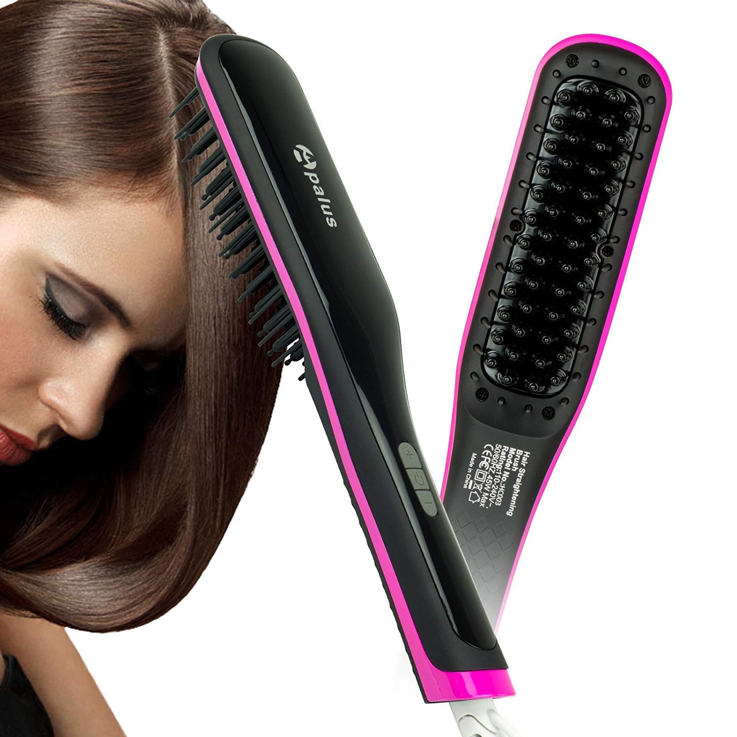 Apalus Hair Straightening Brush, Ceramic Hair Straightener, Straight