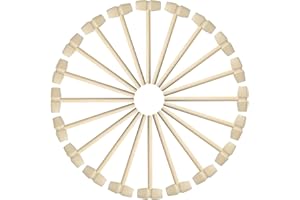 TDOCK 24 Pcs Mini Wooden Hammers for Breakable Chocolate, Natural Wood Toy Mallets for Kids
