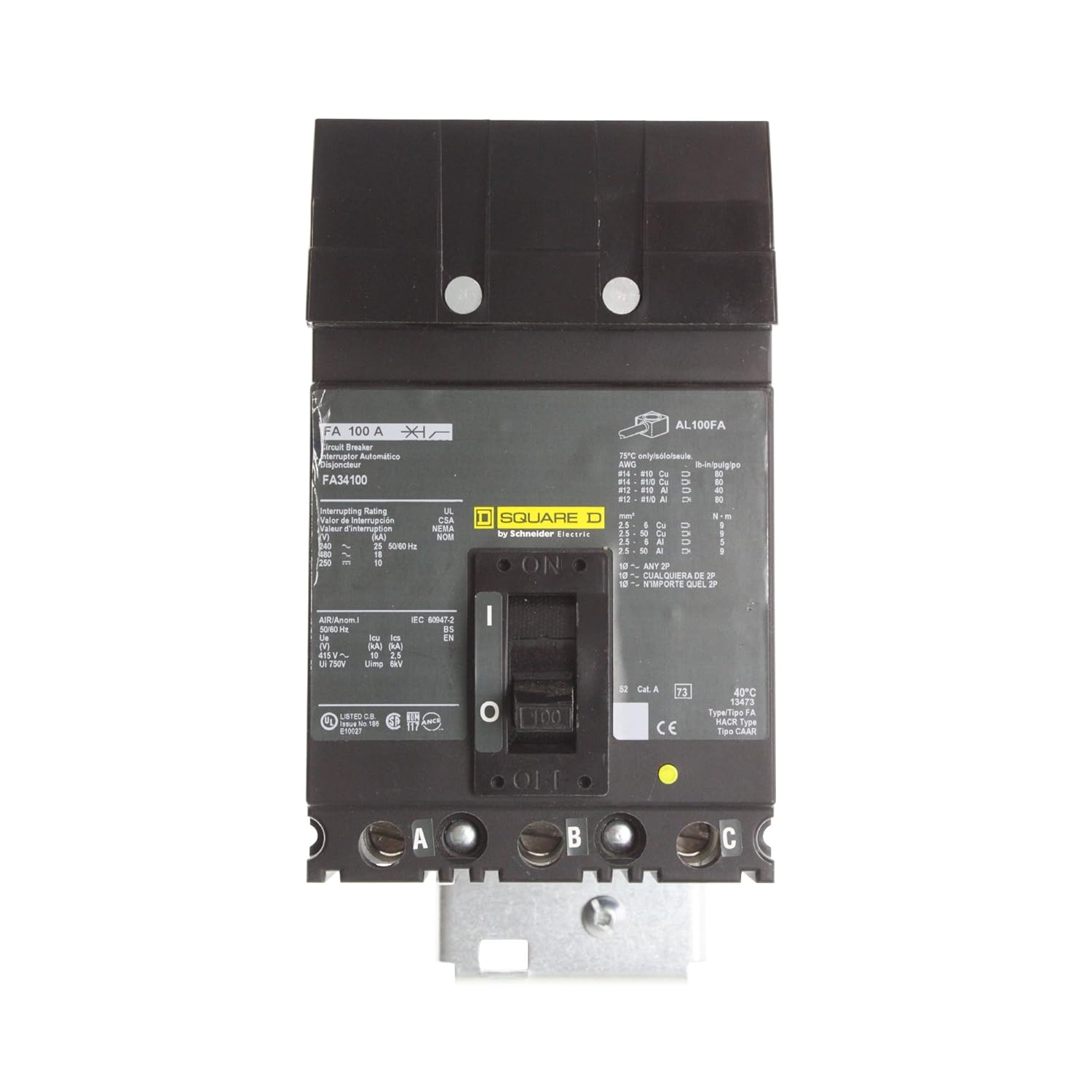 Buy Square D FA34100 Circuit Breaker, FA, 3Pole, 100Amp, 480Volt Online at Low Prices in