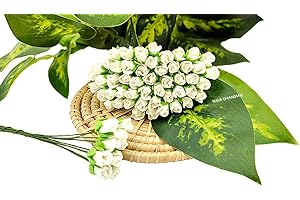 NAVA CHIANGMAI FLOWERS Mini Rose Bud Mulberry Flower Paper, Wedding Flowers, Wedding Decoration Artificial Flowers Crafts,Mulberry Flowers, Paper Rose Buds, DIY Bouquet, Scrapbook (White)