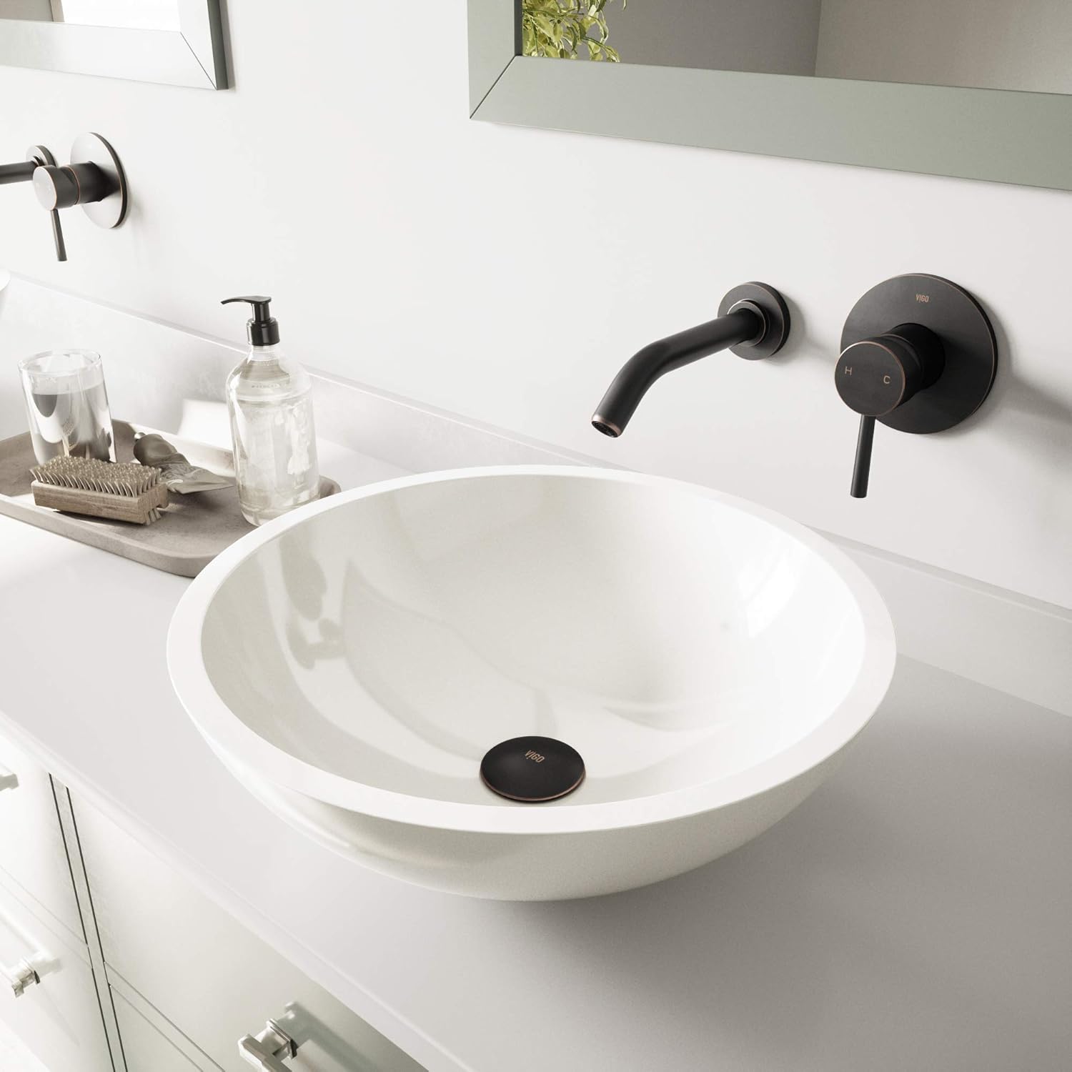 Buy Vigo Flat Edged White Phoenix Stone Vessel Sink And Olus Wall