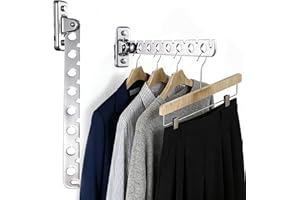 Wall Mounted Clothes Drying Rack 2-Pack, Laundry Hanger Dryer Rack Stainless Steel Folding Clothes Hanger Organizer for Laund