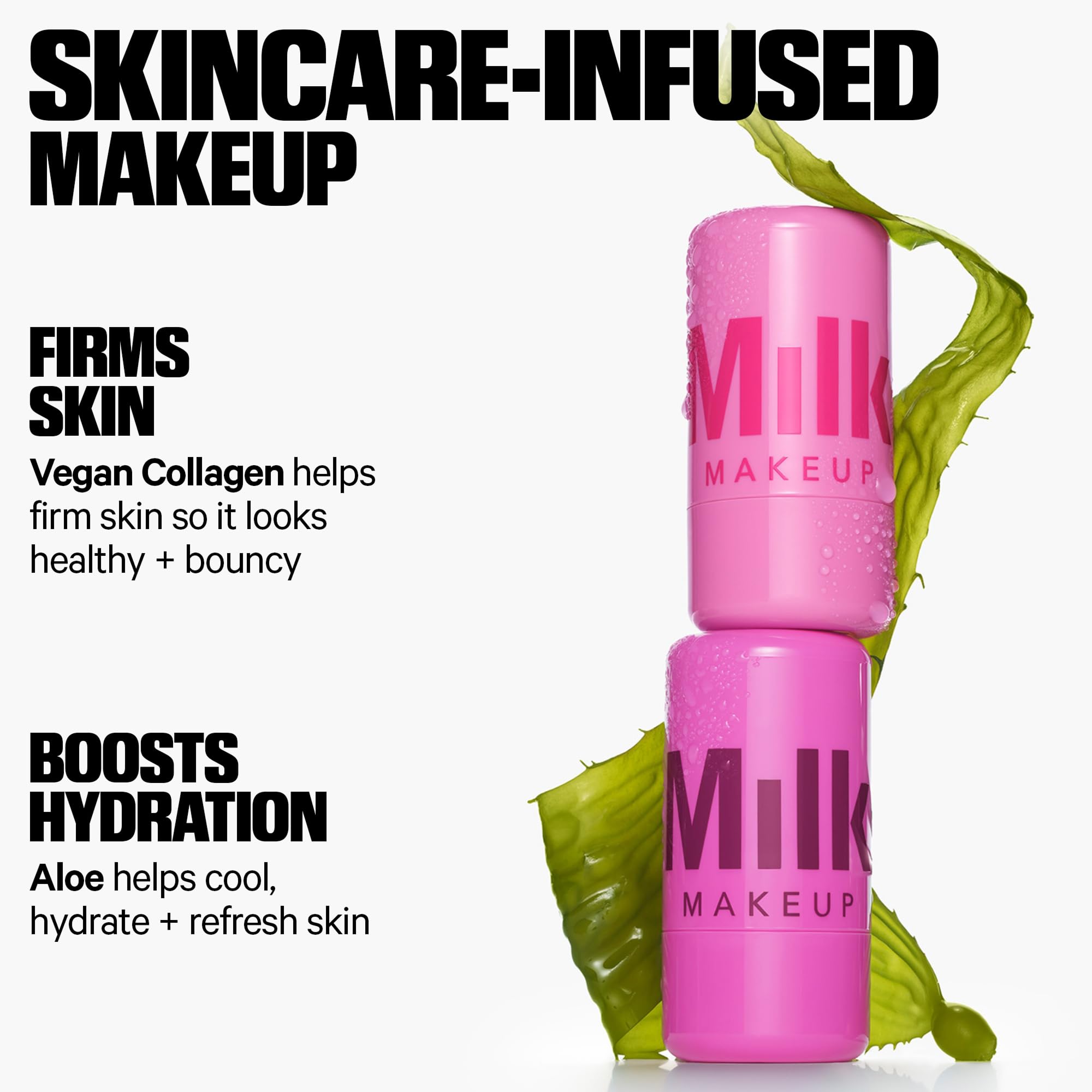 Milk Makeup Cooling Water Jelly Tint – Sheer Lip + Cheek Stain with Vegan Collagen, Seawater + Aloe – Hydrating, Long-Lasting, Buildable Lip Tint + Blush