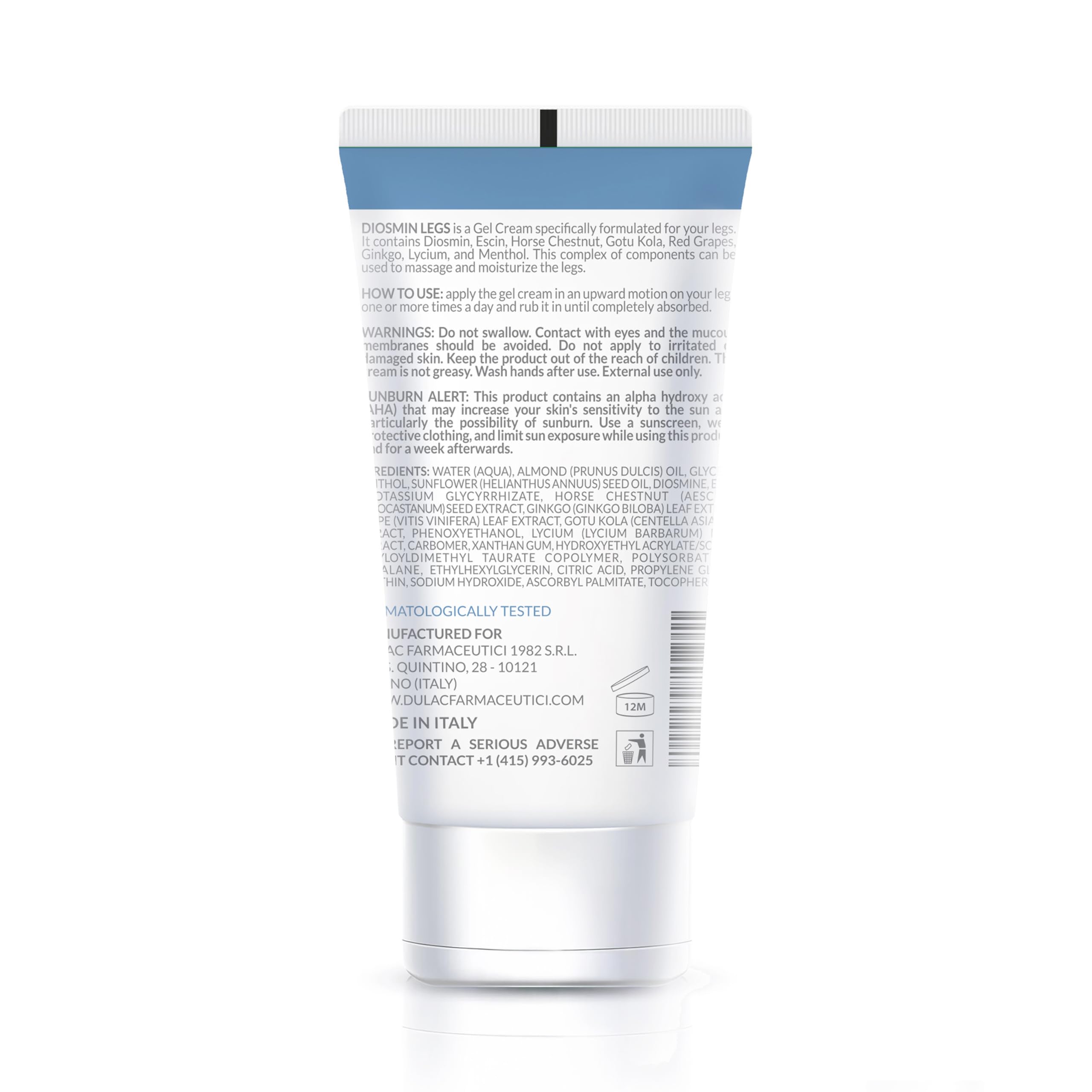 Dulàc - Diosmin Legs 5.07 Fl Oz - Varicose Veins Treatment for Legs, Gel Cream for Circulation and Spider Veins, Cooling Effect Diosmin and Horse Chestnut Cream for Leg Swelling Relief