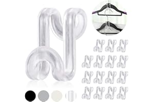 Mlici Hanger Hooks Space Saving, 60 Pack Clothes Hanger Connector Hooks, Transparent Stackable Clothes Hangers with Hooks for