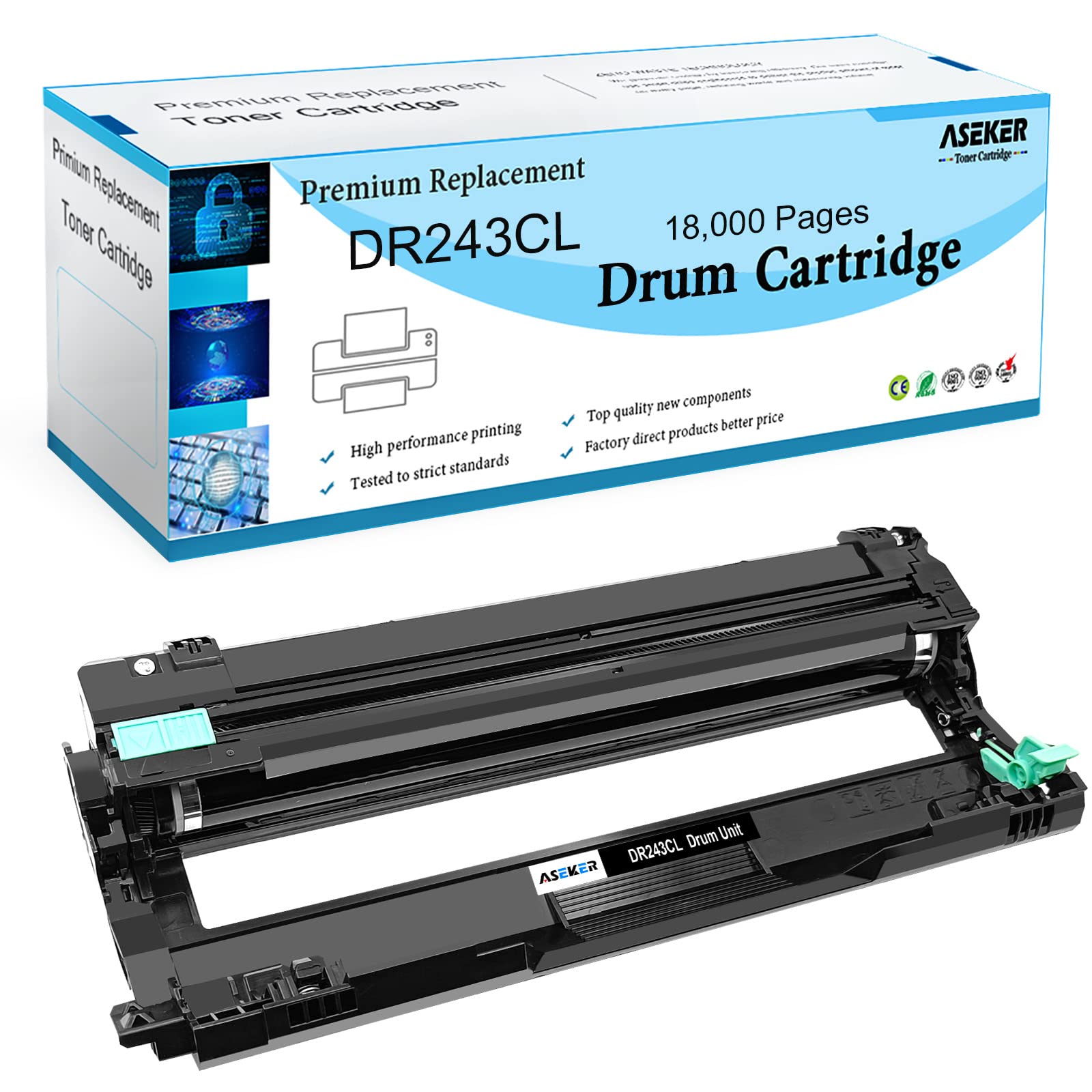 ASEKER Compatible DR-243CL DR-243 CL DR243CL Drum Unit for Brother HL-L3210CW HL-L3230CDW HL-L3270CDW DCP-L3510CDW DCP-L3550CDW MFC-L3710CW MFC-L3730CDN MFC-L3750CDW MFC-L3770CDW Printer