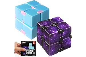 BUNMO Stocking Stuffers for Teens and Adults - Infinity Cube Fidget Toy - Teen Boy Toys - Quiet Folding Desk Fidget with Smooth Hinges, Durable ABS - 2 Pack Plastic