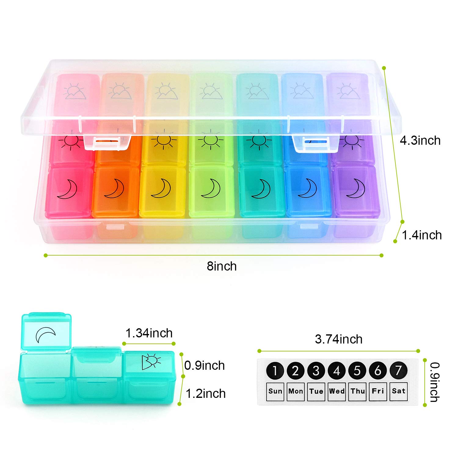 SENWOW Weekly Pill Organizer, Portable AM/PM Travel Pill Box Case (7-Day / 3-Times-A-Day) with Separate Compartments to Hold Vitamins, Supplements and Medication