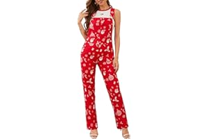 Yuanbang Christmas Jumpsuits for Women Xmas Printed Overalls Fashion Bibs Coveralls Stocking Stuffers for Adults
