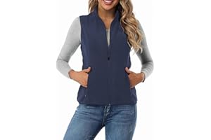 Women's Fleece Vest Sleeveless Warm Lightweight Zip Coats with Pockets Fall Jacket for Running Hiking Golf
