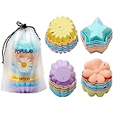 Pendolr 3 inch Silicone Cupcake Baking Cups Set - 40 Pcs Cake Molds Silicone Muffins Cups 4 Shapes Oven Microwave Dishwasher 