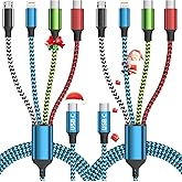 Travel Dual Type-C 4 in 1 Charging Cable, USB C Multi Charging Cable Multi Charging Cable for Multiple Devices, Phone Charging Cable Adapter 2 USB-C/IP/Micro Port for Phones Tablets Galaxy PS & More