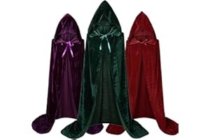 UAZIHEEY Adults Witch Sarah Hooded Cloak Cape Winiifred Sisters Halloween Cosplay Costume Velvet Robe
