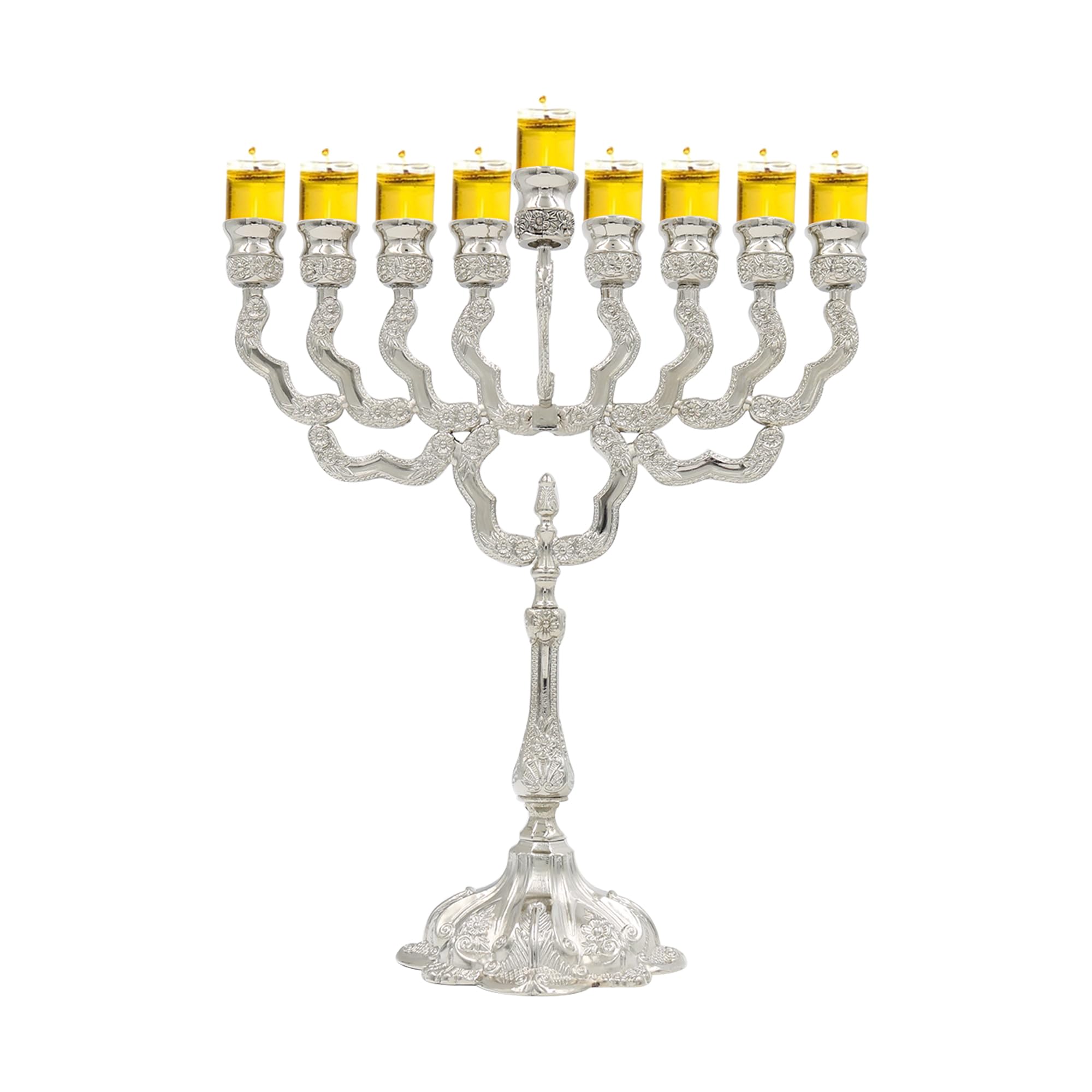 Majestic Giftware MN-HA19599NM Hanukkah Menorah, 12-Inch, Nickel Plated