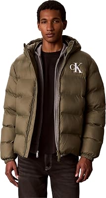 Ls Ltwt - Piumino imbottito in nylon con cappuccio, da uomo, Lv04rg513g (confezione da 1), BEIGE (Dusty Olive), M