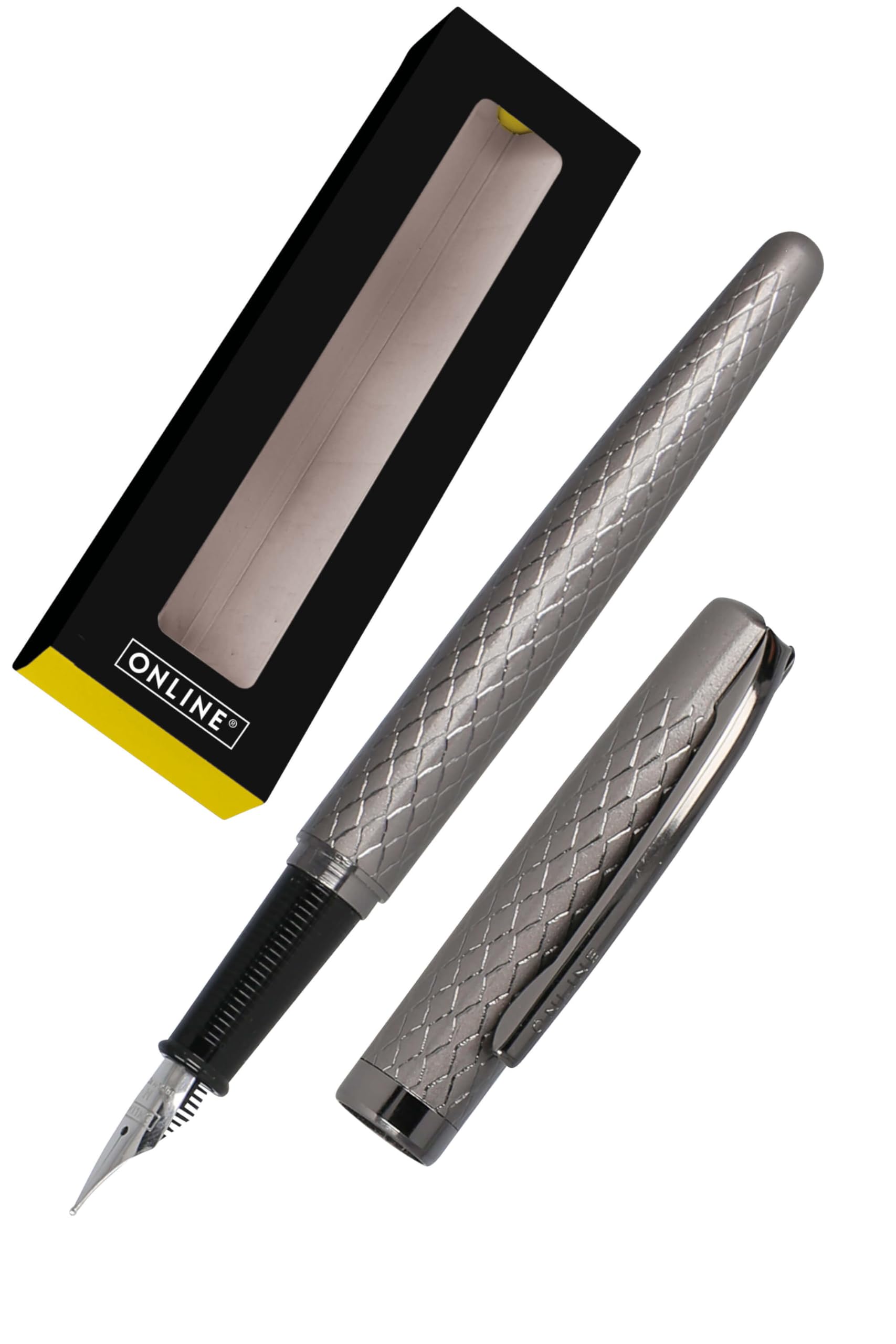 Online Eleganza Fountain Pen Diamond I Titan I Nib Size M I Metal Clip I Includes Ink Cartridge I Fountain-Pen for Standard Ink Cartridges Or Converter I In Gift Box