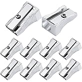 cobee 10 Pcs Pencil Sharpener, Handheld Metal Pencil Sharpener, Mini Kids Pencil Sharpening, Sharpen Pencils for Adults and Kids Schools Offices Art (Sliver One Holes)