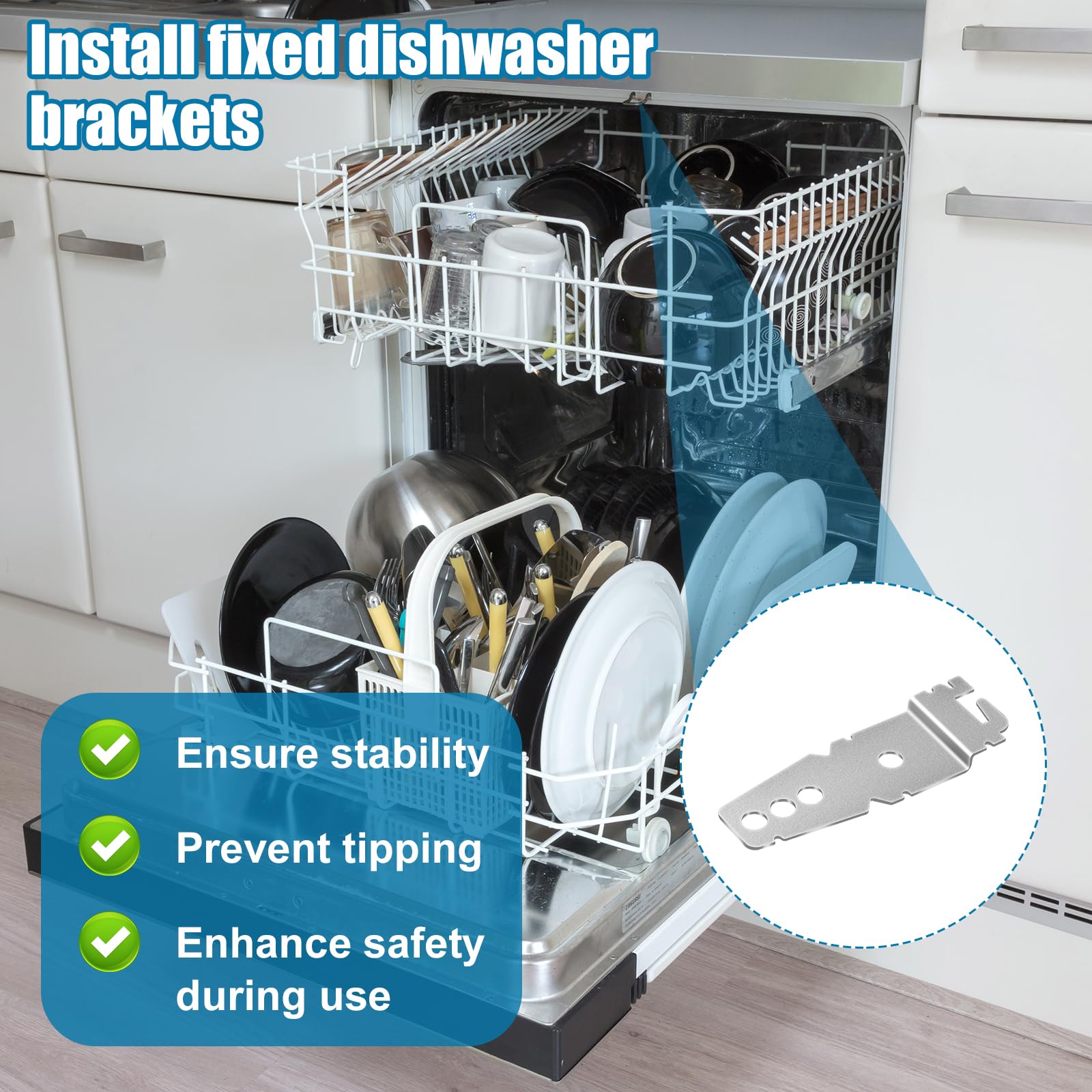 2pcs Dishwasher Mounting Bracket for, Under Counter Dishwasher Clips Universal 8269145 Dishwasher Bracket for Granite Countertop with Screws Compatible with GE Samsung