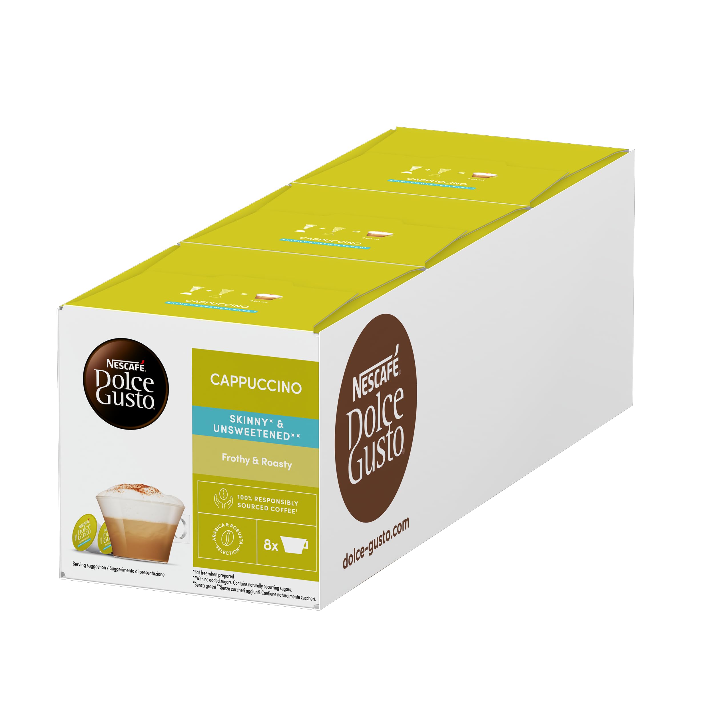NESCAFÉ DOLCE GUSTO Cappuccino Skinny & Unsweetened Coffee Pods (16 Servings)