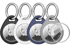 4 Pack Airtag Holder for Apple Air Tags with Keychain, Soft TPU Shockproof Waterproof Shell Protective Case for Key, Luggage,