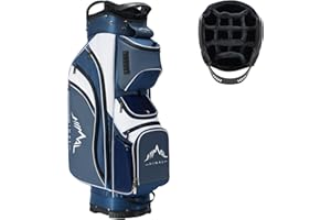 UNIHIMAL 14-Way Golf Cart Bag with Full Length Divider, Premium PU Leather Golf Bag with Plush Top, Magnetic Pocket and Rain Cover for Men