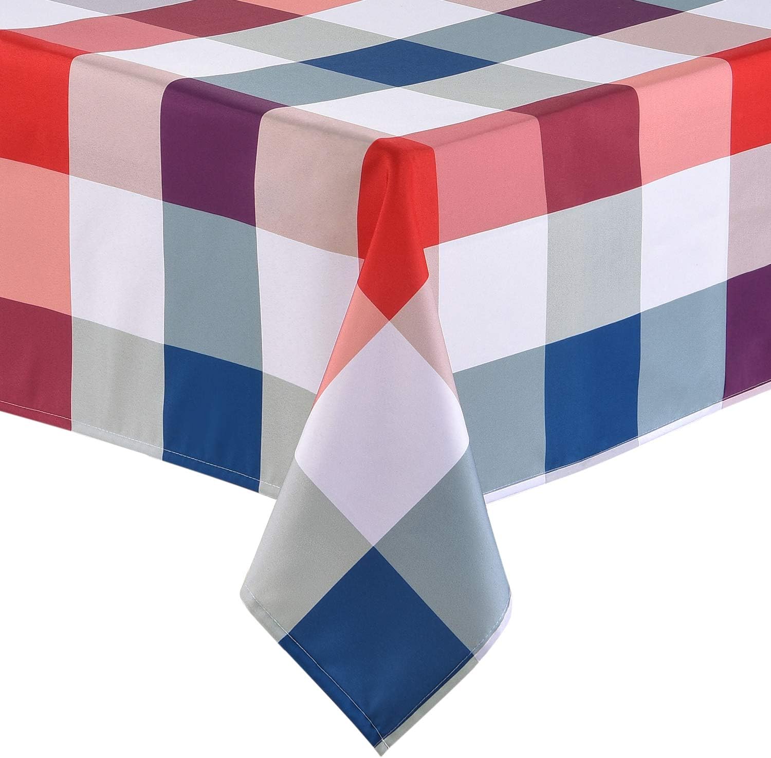 ASPMIZ Fourth of July Tablecloth, Red Blue and White Check