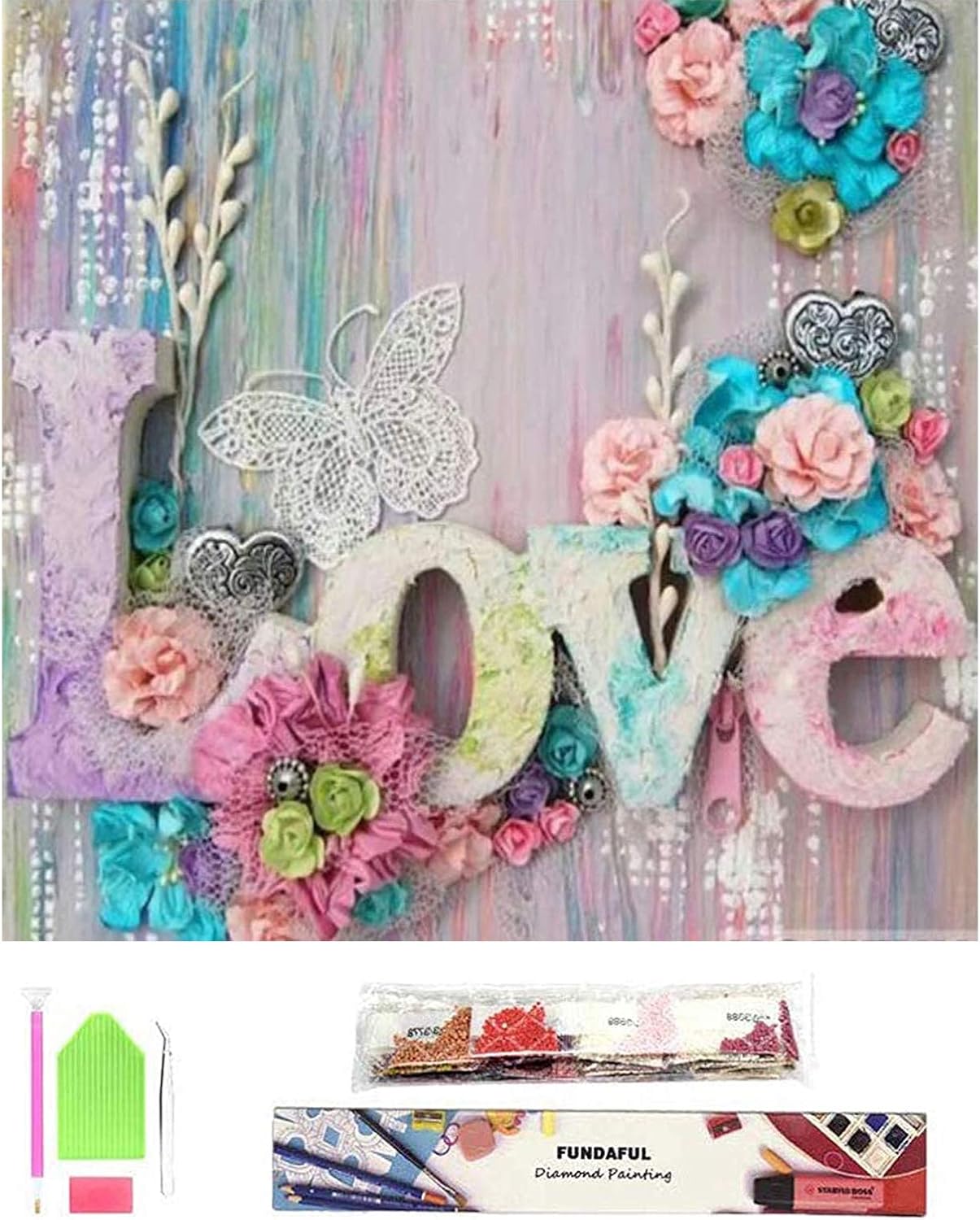 Fundaful 5D Diamond Painting Kits for Adults Kids, Full Drill Round Diamond Dots