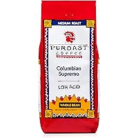 Puroast Low Acid Whole Bean Coffee, Columbian Supremo Blend, High Antioxidant, 2.5 Pound Bag