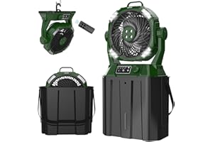 SAVIOR COOL Portable Misting Fans - 6L Water Tank, 20000mAh Rechargeable Outside Water Fans with Remote Control, LED Light Adjustable Spray Mister Fan with Hook/Bucket, Misters for Outdoor Patio/Camping