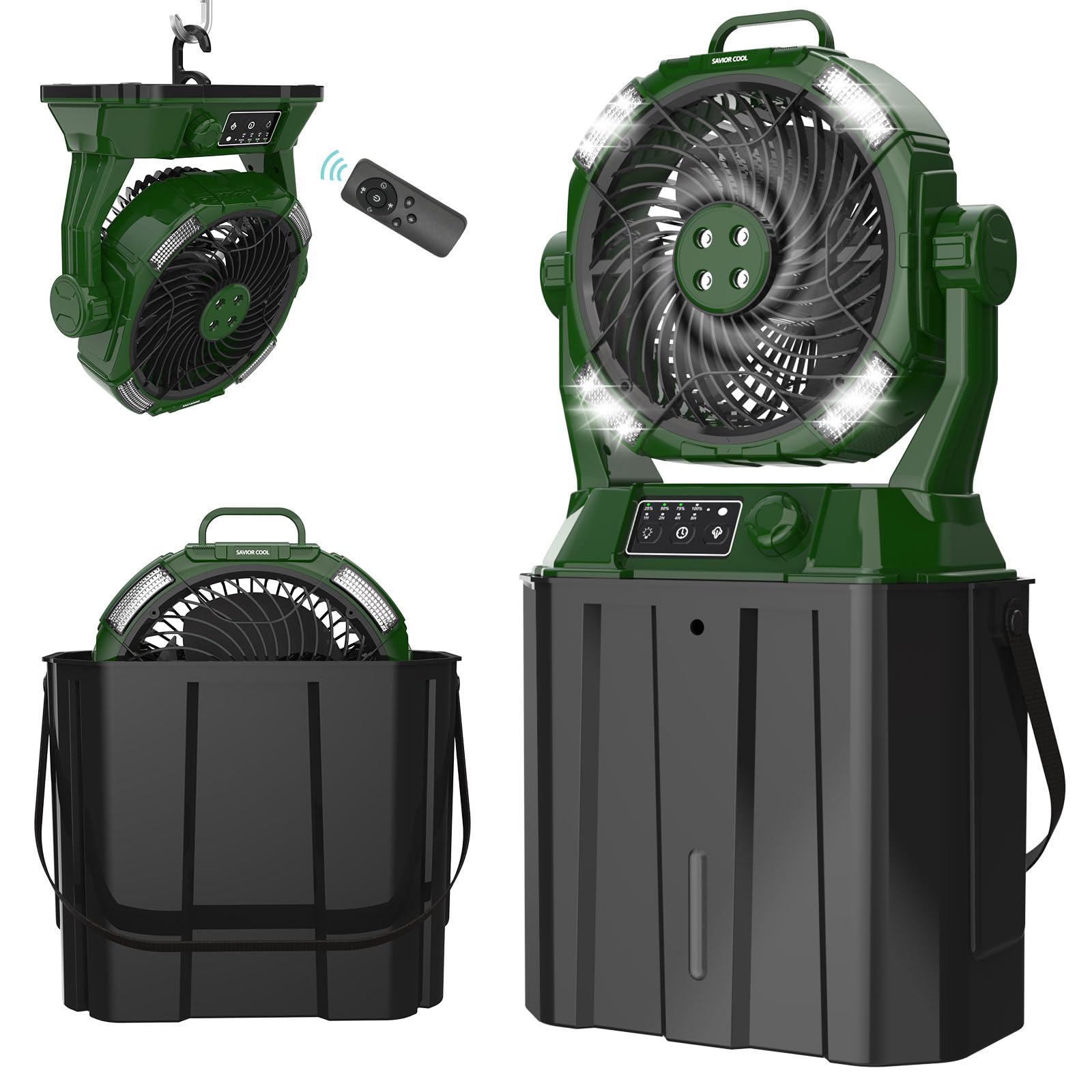 Photo 1 of Portable Misting Fans - 6L Water Tank, 20000mAh Rechargeable Outside Water Fans with Remote Control, LED Light Adjustable Spray Mister Fan with Hook/Bucket, Misters for Outdoor Patio/Camping