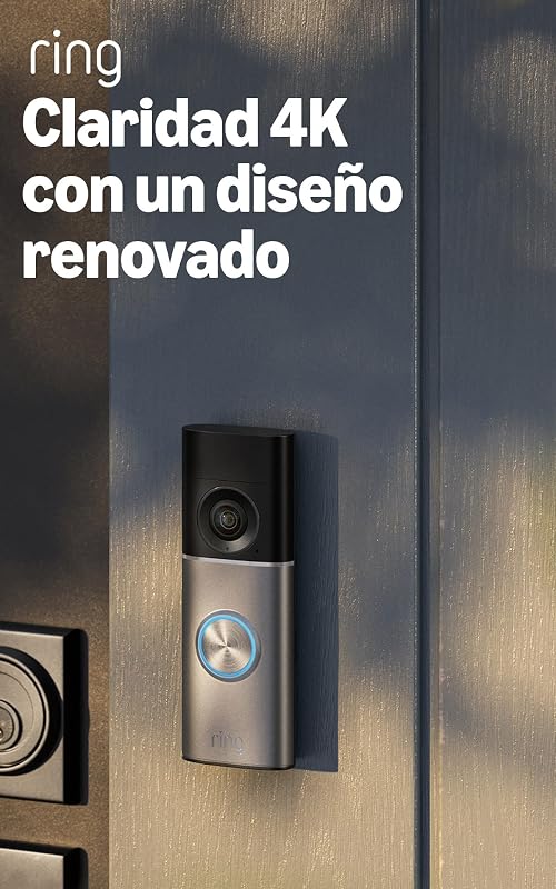 Videotimbre cableado Pro (Wired Video Doorbell Pro, última generación), Instalación con cable, Retinal 4K, 10x Zoom, Amplio campo de visión, Prueba gratuita de 30 días de suscripción Ring