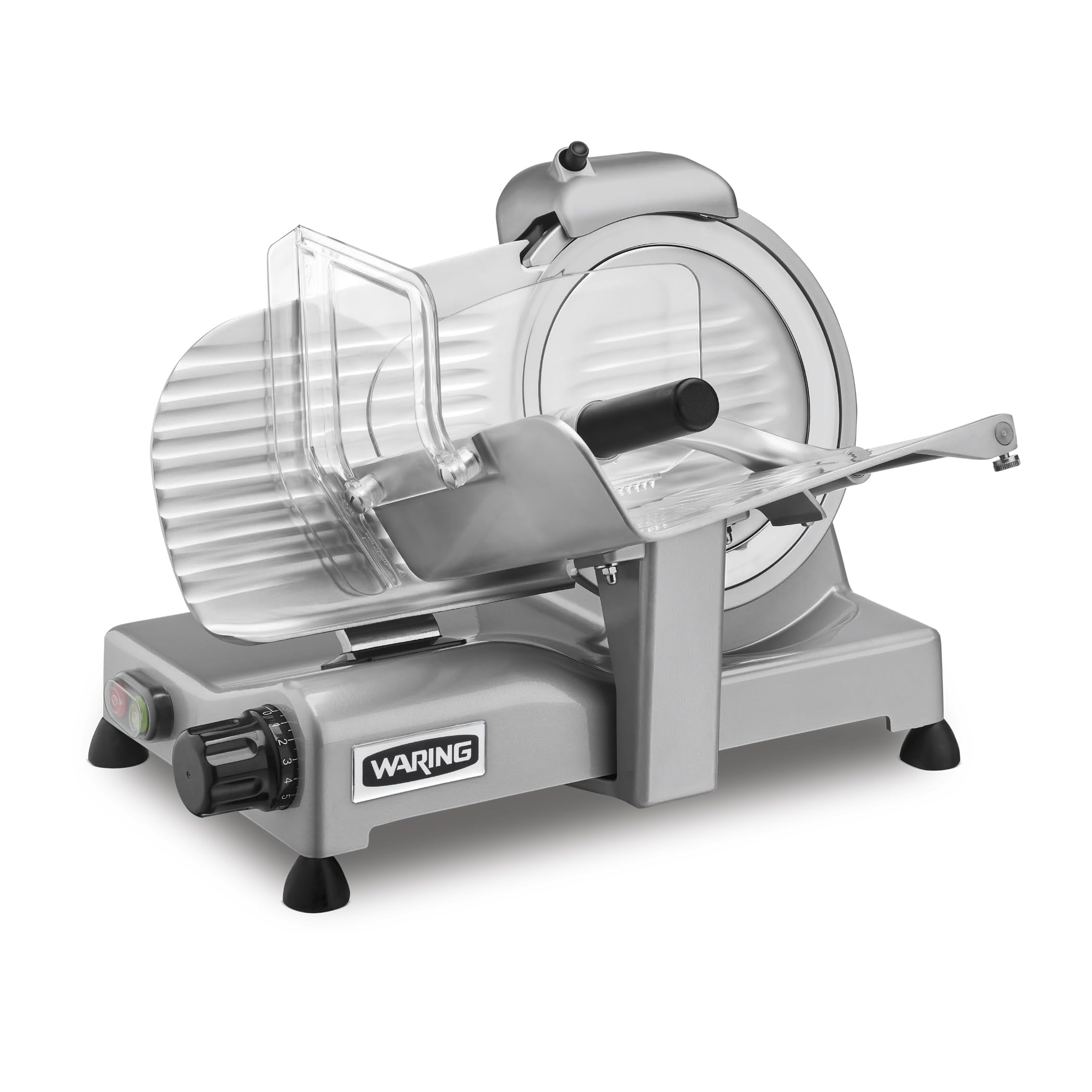 Waring Commercial WCS220SV 8″ Light Duty 3/4 HP Food Slicer, Cast Aluminum Base, 120V, 5-15 Phase Plug