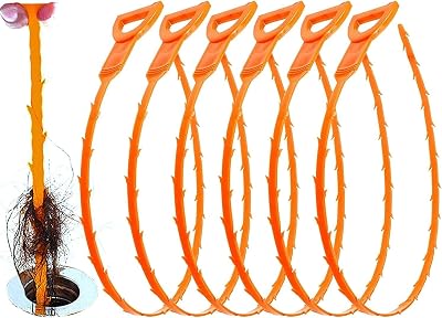 Huryfox Drain Clog Remover Tool 6 Pack 50cm Long Hair Catcher Sink Shower