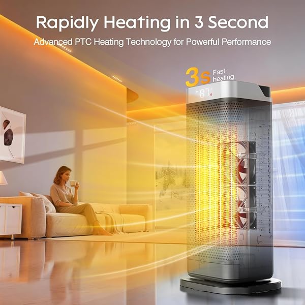 SPACE HEATERS FOR INDOOR USE, CCGIRU 1500W ELECTRIC FAST AND SAFETY HEATERS WITH 70°OSCILLATING, REMOTE,PTC CERAMIC HEATER FOR OFFICE BEDROOM