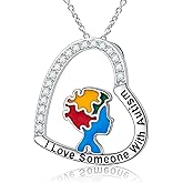 DAOCHONG S925 Sterling Silver Autism Awareness Necklace Puzzle Piece Pendant ASD Jewelry Inspirational